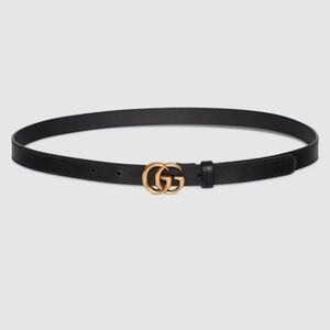 Gucci Black Belt with Gold GG Buckle